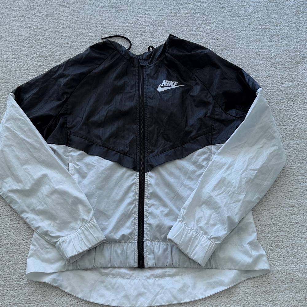Nike Windrunner Jacket Black White Long Sleeve Full Zip Hooded Windbreaker Sz S - Picture 8 of 9